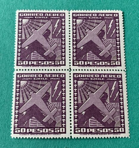 Chile 1934-1952 - block of 4 mint airmail stamps - Michel No. 219 - Afbeelding 1 van 2