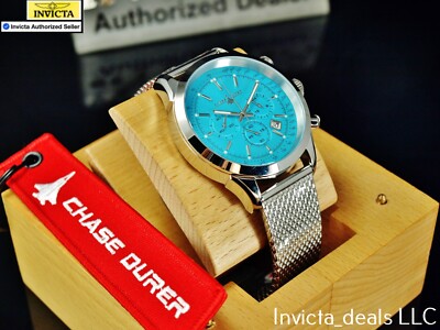 Invicta Men's 45mm Chase Durer Chronograph TURQUOISE DIAL Mesh