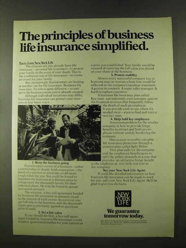 1973 New York Life Insurance Ad - Principles Simplified | eBay