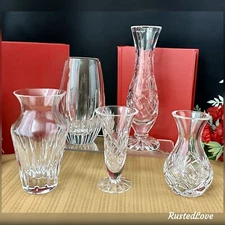 Crystal Bud Vases Set Posey Vases Rogaska Galaway Mikasa Glass Vases Set of 5