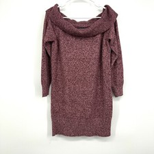 American Eagle Sweater Dress Womens Size Large Burgundy Off The Shoulder Stretch