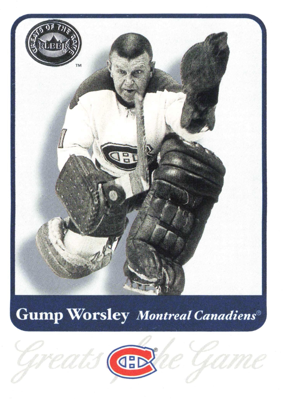 Gump Worsley 2001 Fleer Greats of the Game #88 Montreal Canadiens