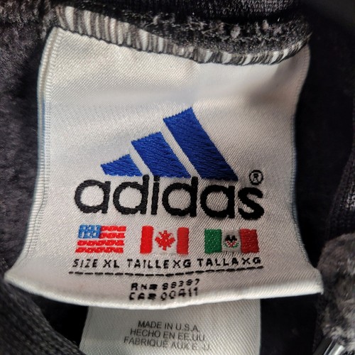 Adidas Vintage Pullover Hoodie Sweatshirt 1/4 Zip 3 Stripe Black Mens Sz XL Tall - Picture 2 of 13