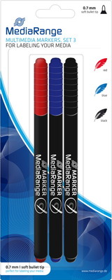 3 Mediarange Marker für BD / CD / DVD blau, rot, schwarz