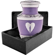 Small Purple Urn for Ashes Angel Wings - Purple Keepsakes Mini Urns with Heart
