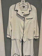 COSABELLA Pajama Set Italy M White W/ Black Trim Viscose 100 