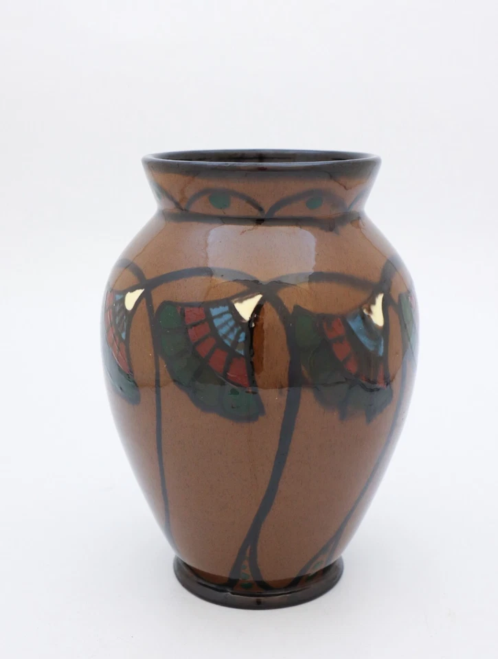 Jarrón grande de cerámica Art Nouveau, decoración floral - Upsala Ekeby, Suecia años 20 Foto 4 de 4