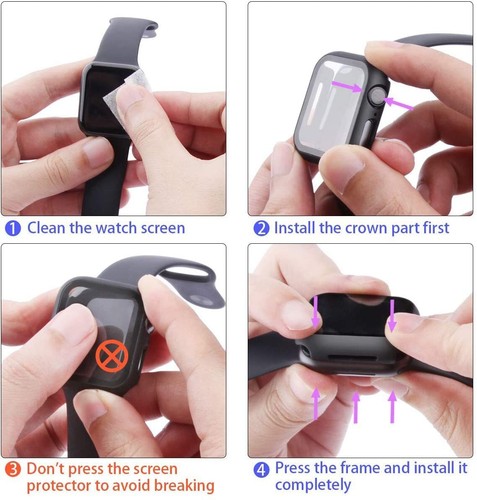 Pour iWatch Série 10 9 8 7 41-46mm Coque Intégrale Verre Trempé Protecteur d'écran - Photo 10 sur 14