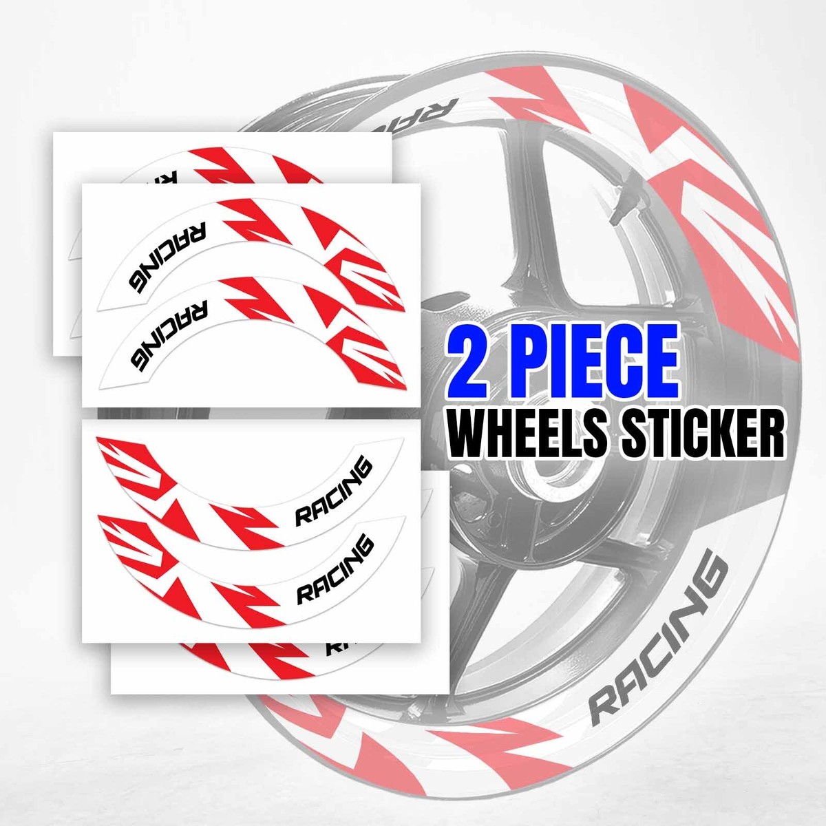 S09W Red 2-PIECE Wheel Stickers For Z750 04 05 06 07 08 09