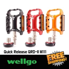 Wellgo QRD-II M111 Quick Released Bearing 9/16" Road MTB Pedal-Black Red Gold