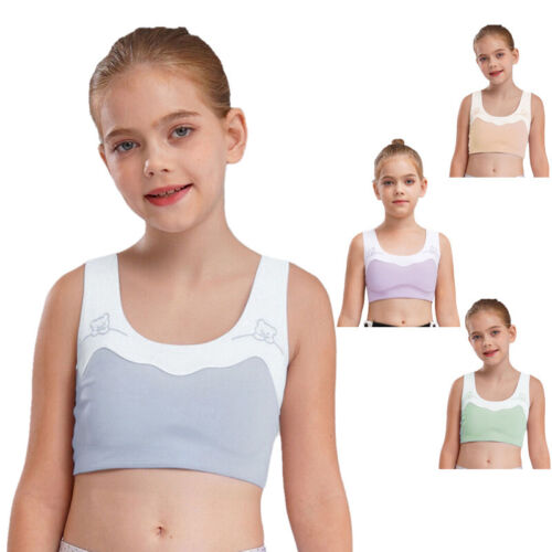 Mädchen Trägershirt Pubertät Crop Top Lauf BH Yoga Büstenhalter Training Bralette Wandern - Bild 6 von 59
