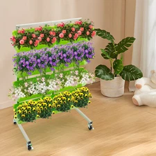 Garden Shelf Flower Pot Display Rack 4 Tier Light Green Plant Stand With Wheels