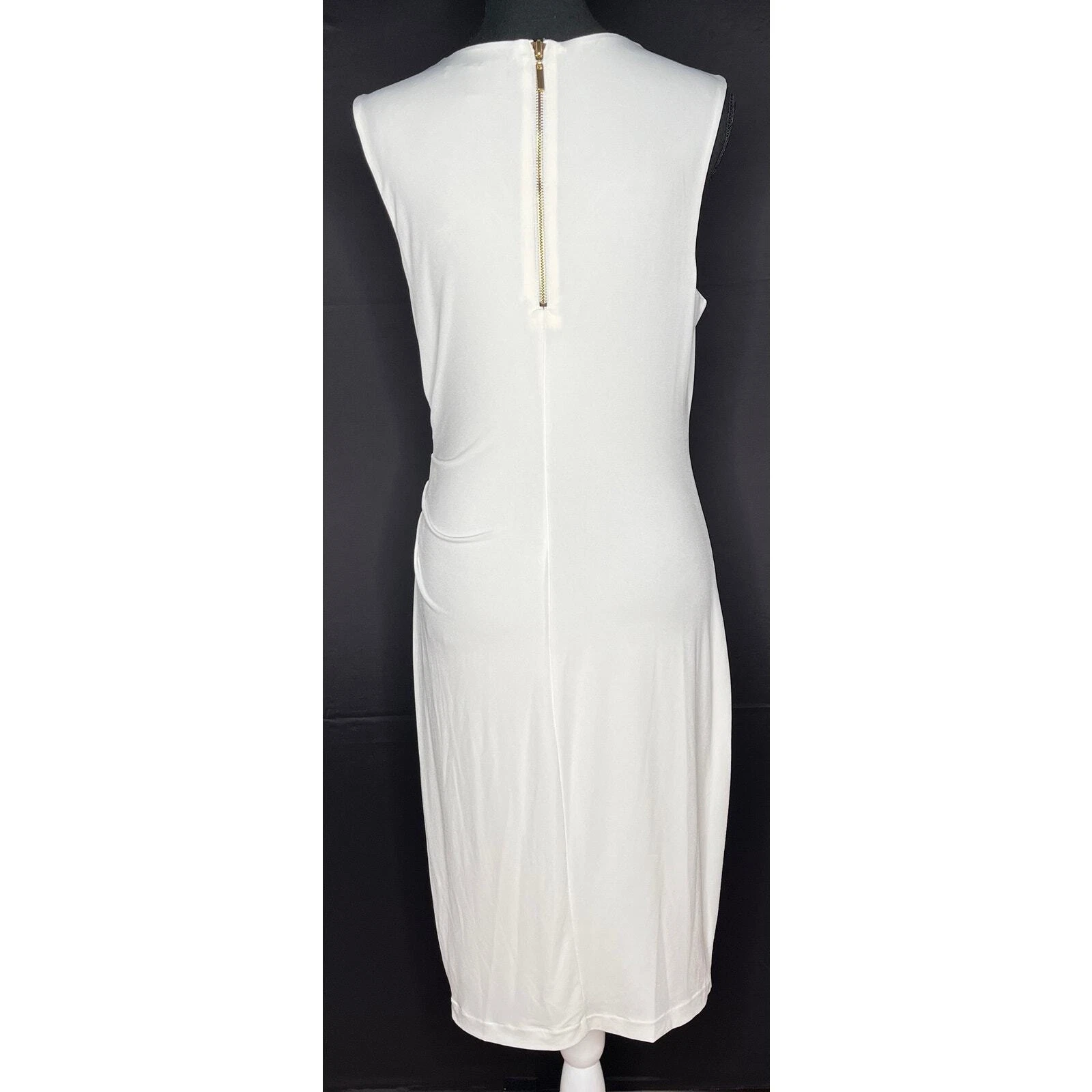 UNDERCOVER Abito midi asimmetrico Victoria Secret bianco affrettato turno drappeggiato senza maniche M