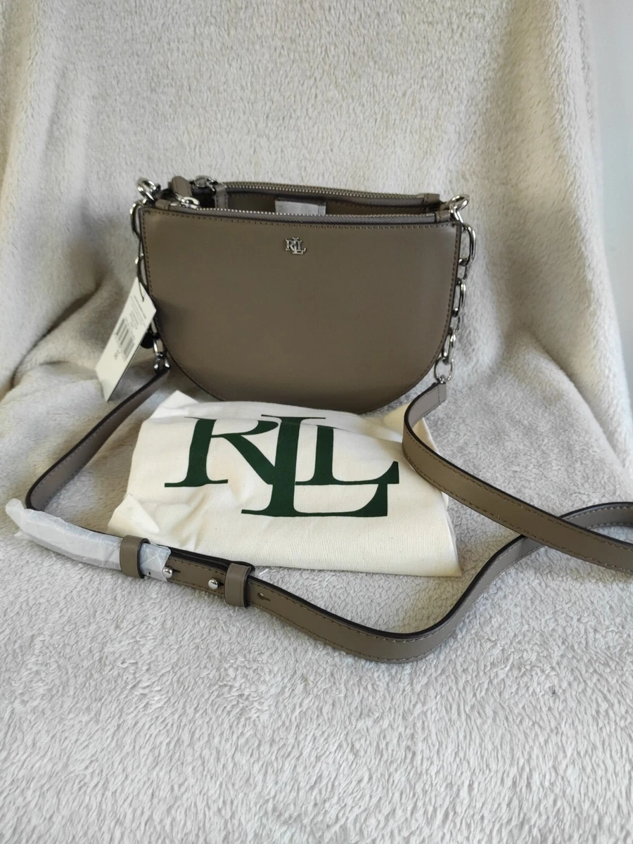 RALPH LAUREN TAUPE LEATHER SUTTON CROSS BODY BAG incl dustbg