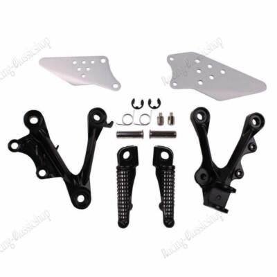 Front Rider Foot Peg Hanger Assembly For Honda CBR600RR 2003-2004 - Black Aluminum Footrests