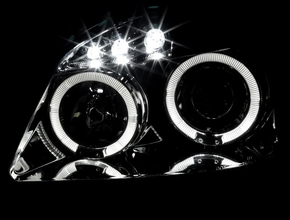 Faros proyectores de doble halo cromados para Pontiac G5 Pursuit 05-10 Cobalt Foto 2 de 4