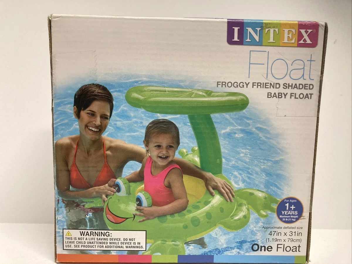 NIB INTEX POOL FROGGY FRIEND SHADED TODDLER BABY FLOAT 47 x31 UV