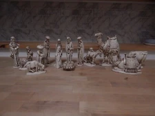 Vintage Byron Molds 15 pcs Ceramic Christmas Nativity Set Hand Painted 1973 