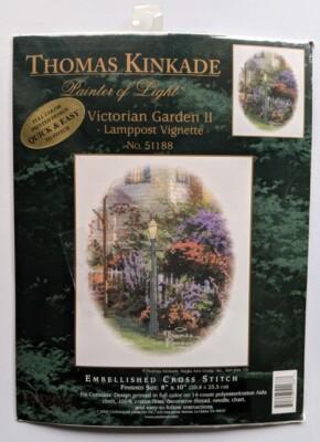 Embellished Cross Stitch Kit Vintage 2000 Sealed 10 x 8 On Sale Candamar Designs Lamplight Village Thomas Kinkade