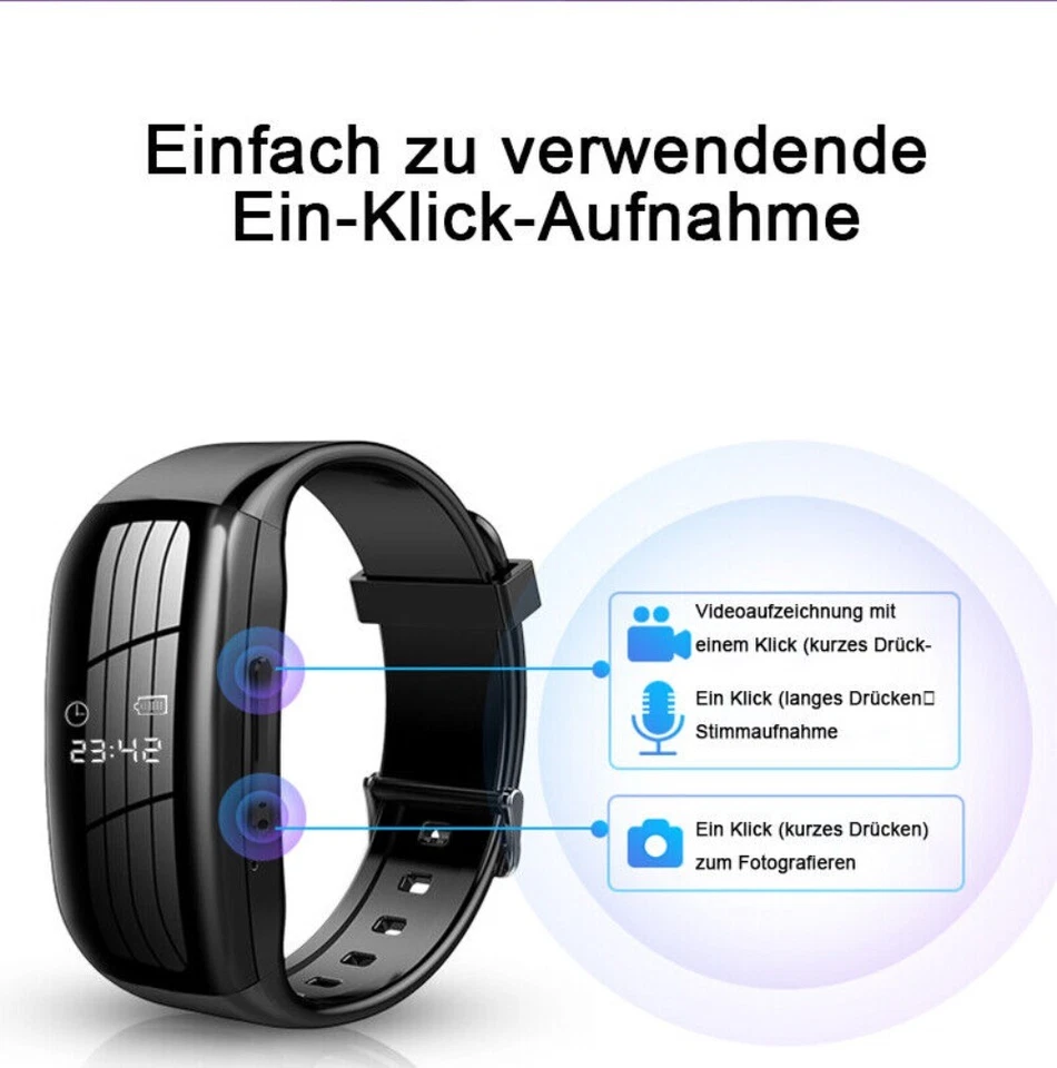 OctaCam Video Armbanduhr Full HD Mini Action Cam Sitzung Voicerecorder 32GB128GB - Bild 4 von 4