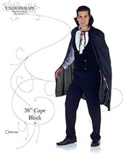 Cape Black Poly 38" Long Unlined Unisex Costume Cape W/ Collar