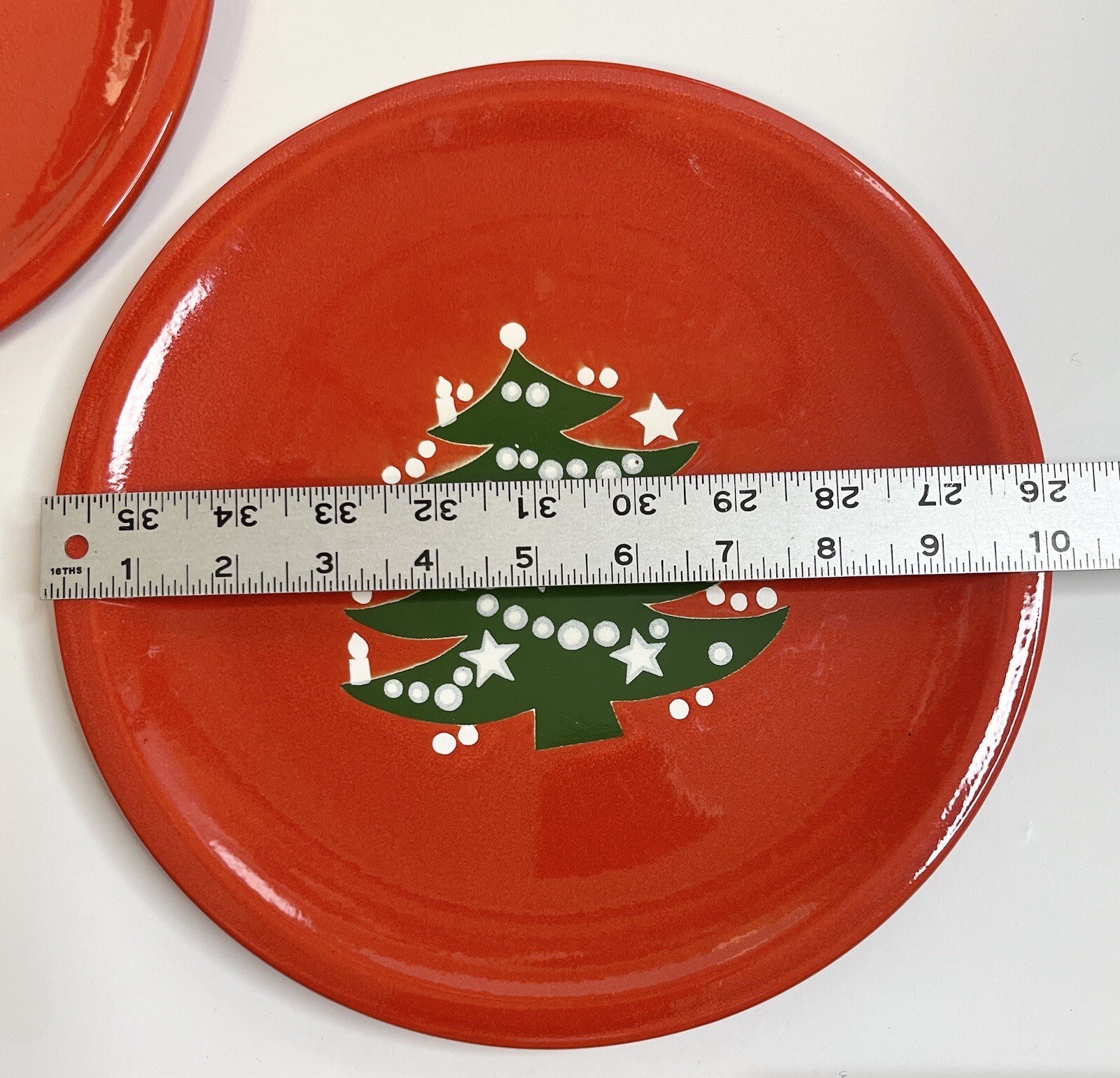 Set Of 4 Vintage Waechtersbach Germany Red Christmas Tree 10” Dinner