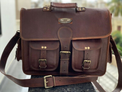 Handmade Men's Leather Laptop Messenger Briefcase Bag Satchel (Retro Style)