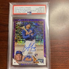 Francisco Alvarez 2023 Topps Chrome Purple Speckle Rookie Auto /299 PSA 10 Mets