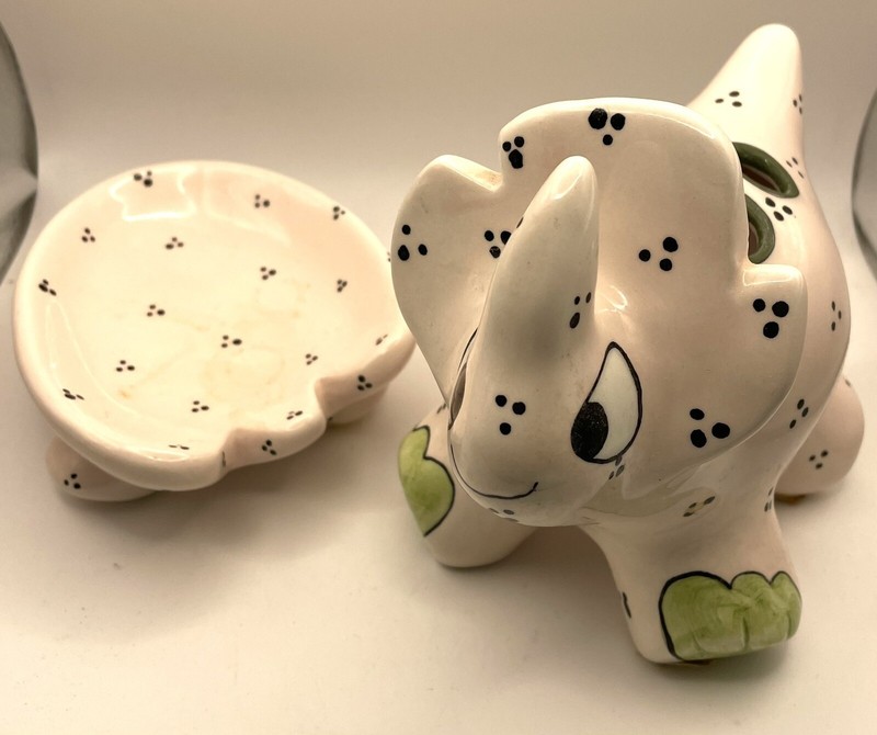 GANZ Ceramics By Pati Rare! Dino Toothbrush Holder & Soap Dish, Used