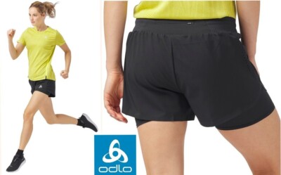ODLO Zeroweight 3 inch 2-In-1 trail running short liner phone pocket women large