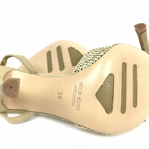 Claudio Milano Vero Cuoio Womens Sandal Beige Suede Crystal Size 39 Italy #383 - Picture 6 of 6