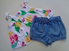 NEW Lot Baby Gap Shorts Old Navy Tank T-shirt Floral Girls Size 12-18 12 18 M