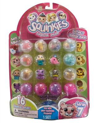 Squinkies Series 7 Surprise Inside Bubble Pack 16 Collectible Figures+Containers