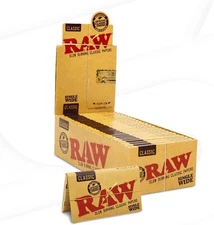 Raw Classic Single Wide Rolling Papers - 25 packs- 100 per pack