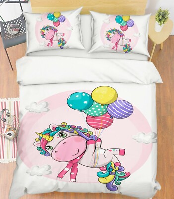 3D Unicorn Balloon ZHUA790 Bed Pillowcases Quilt Duvet Cover Set Queen King Zoe