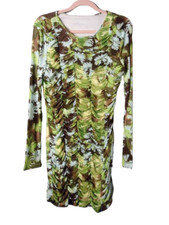 Future Collective Bodycon Dress Womens Size Sm Green Chiffon Lined Ruched New
