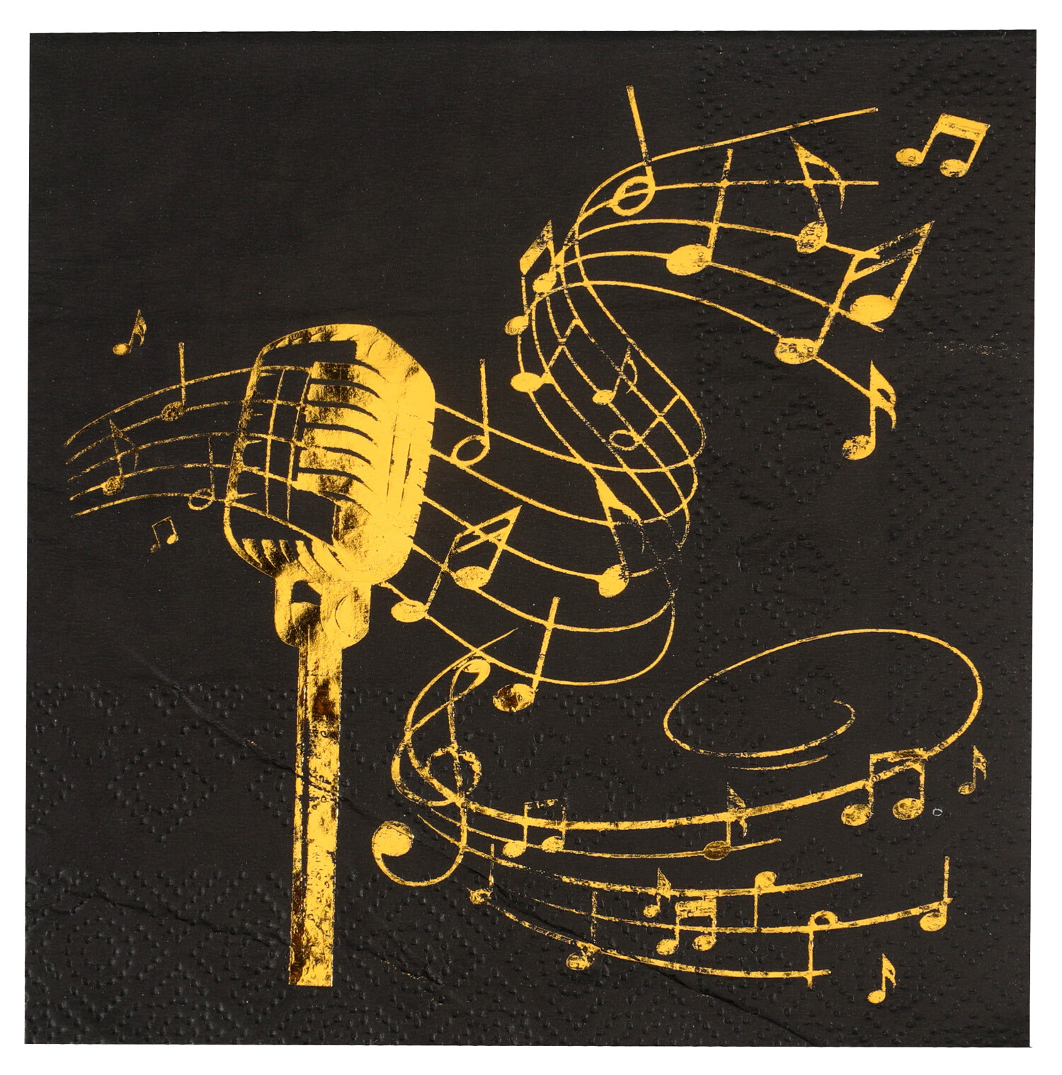 Music Party Beverage Napkins Black Gold Drinks Napkins Pop Music Microphone Jazz