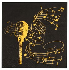 Music Party Beverage Napkins Black Gold Drinks Napkins Pop Music Microphone Jazz