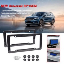 100 Real Black Carbon Fiber License Plate Frame Silm 4 Holes With Screws Caps