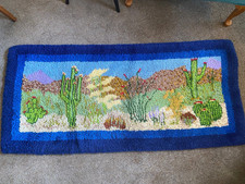 Wool Latch Hook Rug Cactus, Desert, Cacti, Succulent 26" x 66" UNUSED