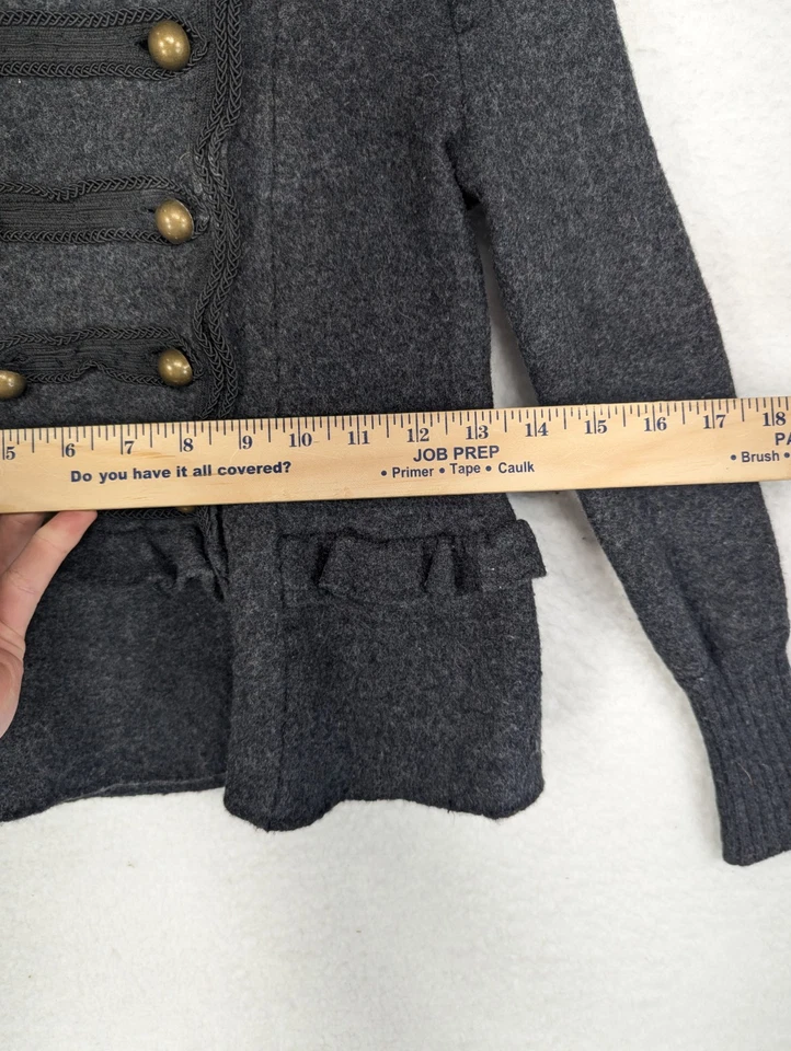 Ann Taylor Petites Loft Dark Gray Grey Military Merino Wool Button Blazer PS - Image 3 of 4