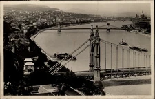 RPPC Budapest Chain Bridge Hungary vintage postcard s356
