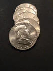 (Lot of 5) Franklin Half Dollar - 90% Silver - Various Dates & EF+ (WH-5C)