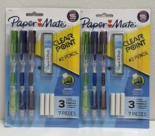 2 x 3pk Paper Mate Clear Point #2 Mechanical Pencils with Eraser & Refill 0.5mm