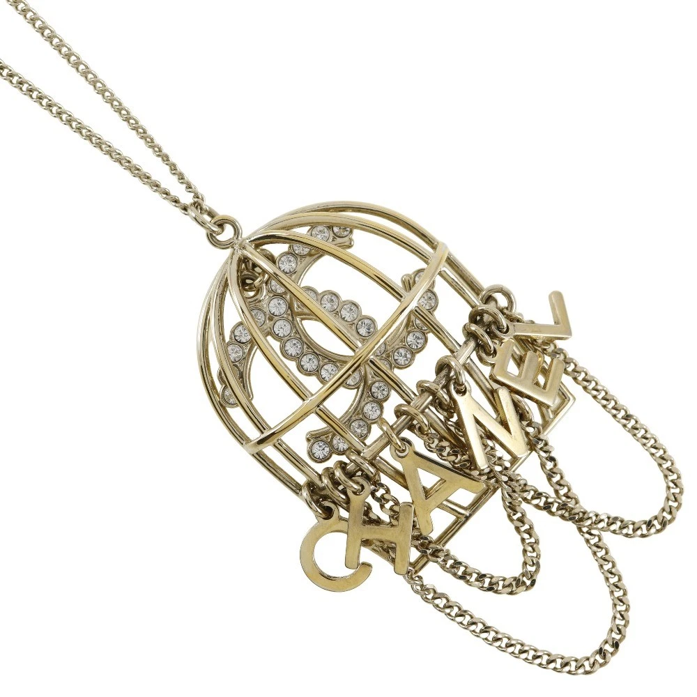 CHANEL Collana Birdcage Collezione Mestieri d'Art Champagne Placcato Oro G...