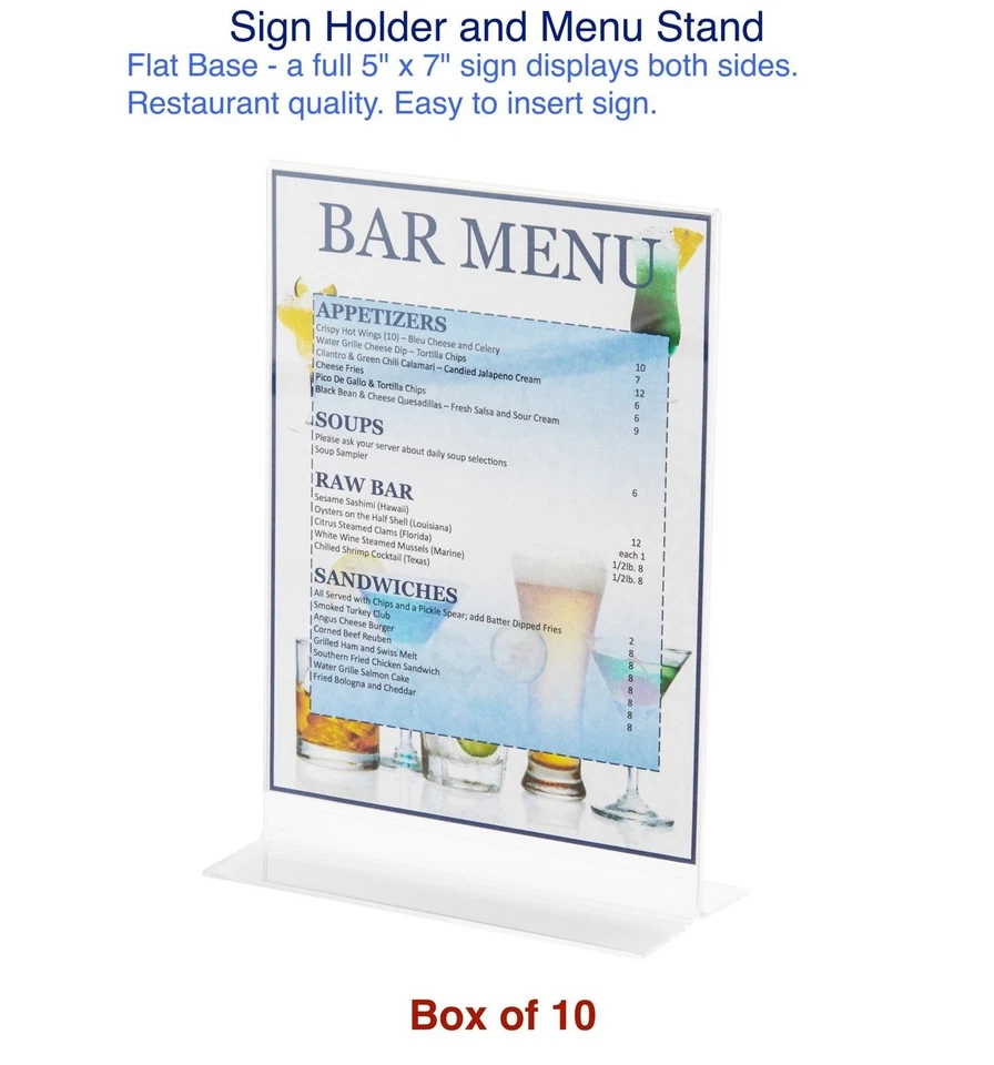 Soporte para letreros de acrílico 5x7 paquete de 10, soporte de papel, marco transparente vertical, doble si... Foto 2 de 4