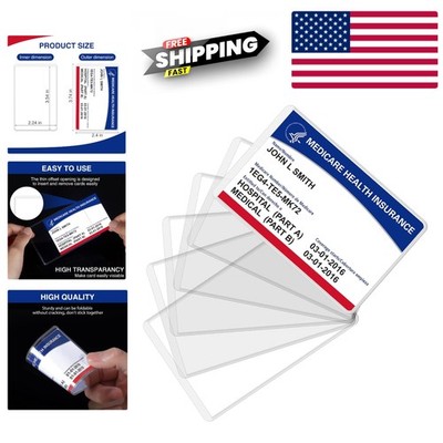 Durable Clear PVC Card Sleeves for Medicare and Social Security Cards Waterproof