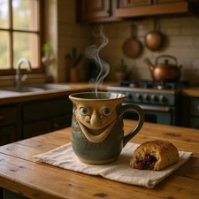 Vintage Muggins Pottery England Face Coffee Mug June 1991