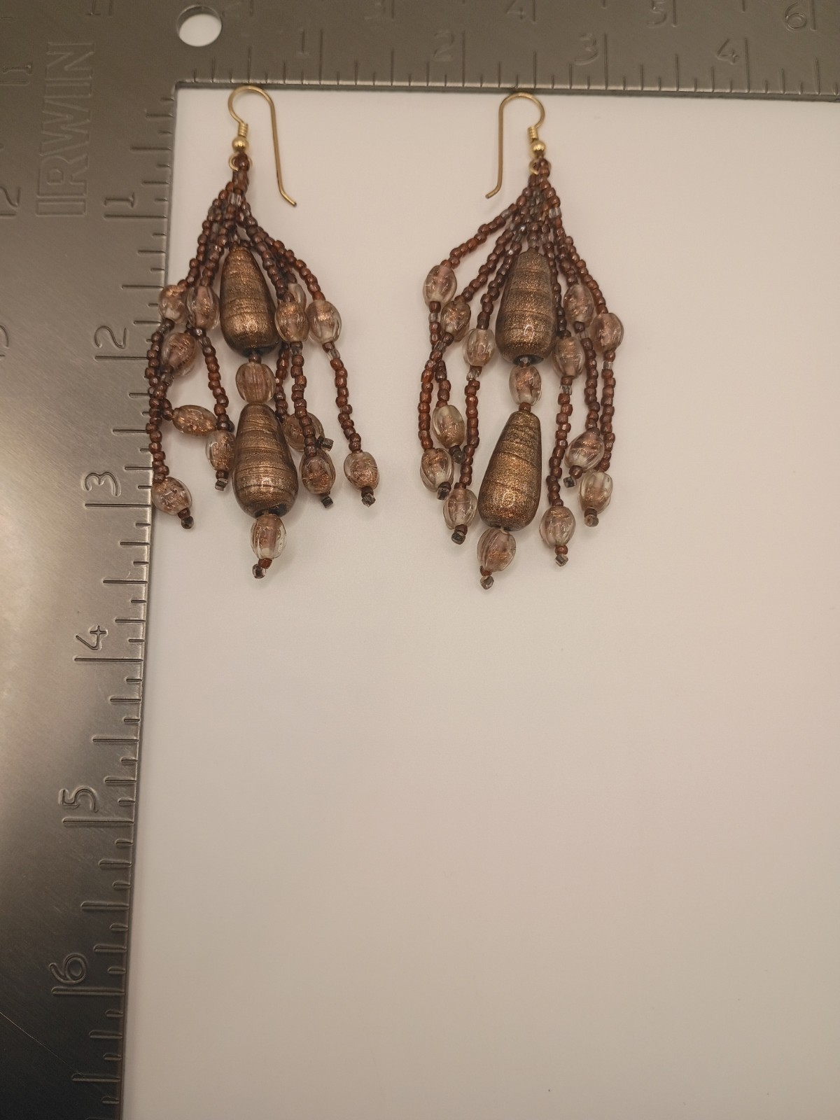 Vintage Statement Chandelier Dangle Earrings Brow… - image 4