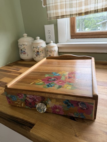 The Pioneer Woman Wildflower Whimsy 4-COMPARTMENT Wood Coffee Pod Organizer